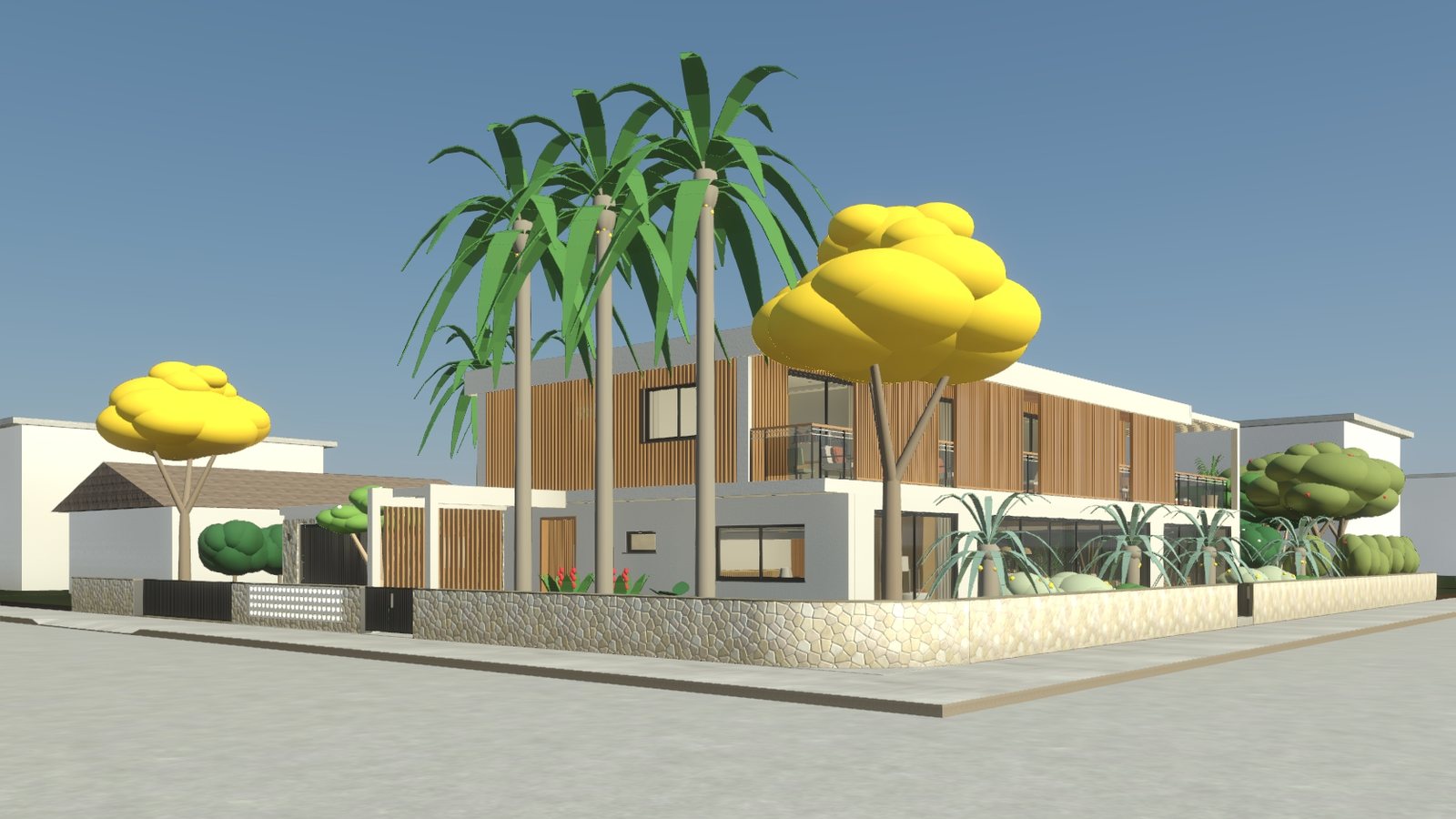 Vista da fachada direto do Revit, sem tratamento